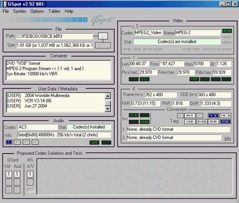 Gspot Video Codec Tool